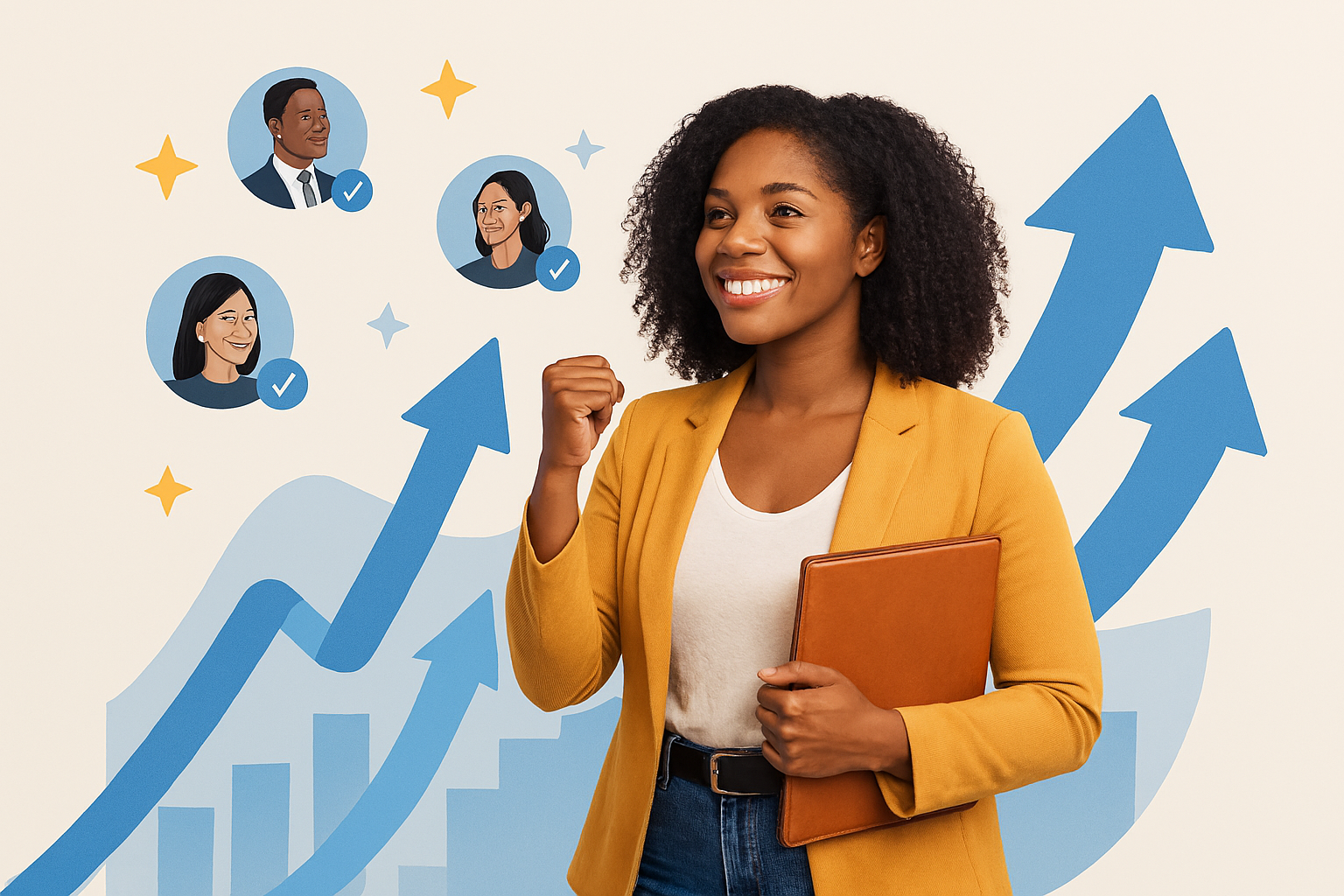 Confident professional showcasing achievements